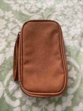 Sleek Tan Wristlet Pouch with Strap
